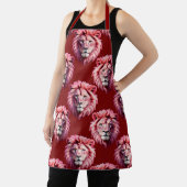 ピンクのライオンの頭の動物パターン デザイン 赤 エプロン (インサイチュ)