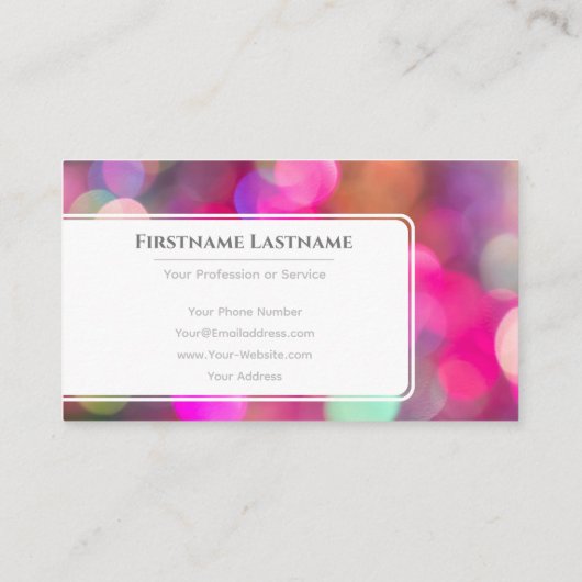 ピンクのライトきらめく《写真》ぼけ味特殊イベント管理者 名刺 (裏面)