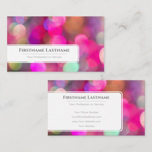 ピンクのライトきらめく《写真》ぼけ味特殊イベント管理者 名刺 (正面/裏面)