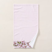 ピンクのライトシェードと春の花縁ど付き バスタオルセット (ハンドタオル)