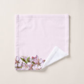 ピンクのライトシェードと春の花縁ど付き バスタオルセット (ウォッシュタオル)