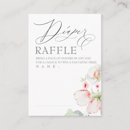 ピンクのライトフラワーおむつエレガントラッフルチケット エンクロージャーカード (正面)