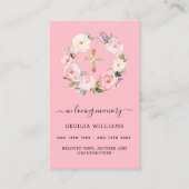 ピンクのライト花模様が葬式祈りの言葉カードを渡る 名刺 (正面)