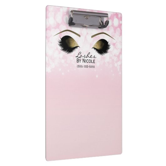 ピンクのライト金ゴールドメイクアップ目まぶしパーソナライズされた クリップボード (右)