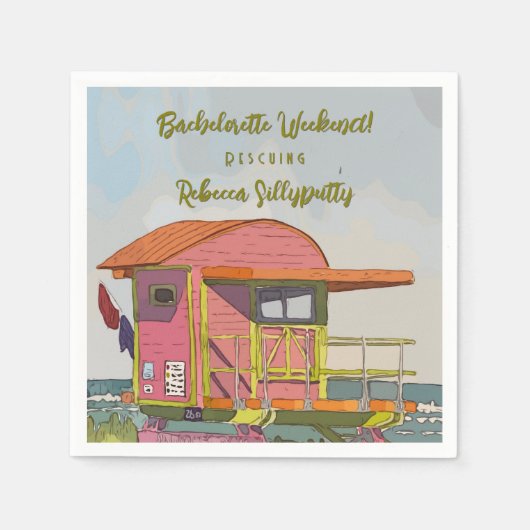 ピンクのライフガードの雰囲気 ハッチェロレッテウィークエンド スタンダードカクテルナプキン (正面)