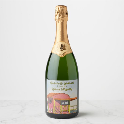 ピンクのライフガードの雰囲気 ハッチェロレッテウィークエンド スパークリングワインラベル (正面)