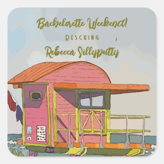 ピンクのライフガードの雰囲気 ブライズウィークエンド スクエアシール (正面)