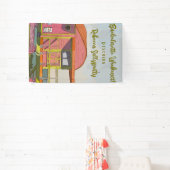 ピンクのライフガードタワー付きの独身最後の女友達パーティー 横断幕 (インサイチュ)