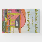 ピンクのライフガードタワー付き独身パーティー 横断幕 (横)