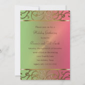 ピンクのライムグリーンおよび金ゴールドの休日のパーティの招待状 招待状 (裏面)