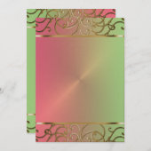 ピンクのライムグリーンおよび金ゴールドの休日のパーティの招待状 招待状 (正面/裏面)