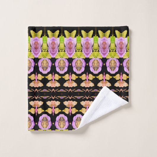 ピンクのライムグリーンとブラック バスタオルセット (ウォッシュタオル)