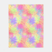 ピンクのライムグリーンパープルブルーポリゴンアートパターン フリースブランケット (正面)