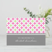 ピンクのライム灰色パターン花嫁の昼食の招待状 招待状 (スタンド正面)