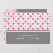 ピンクのライム灰色パターン花嫁の昼食の招待状 招待状 (正面/裏面)
