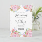 ピンクのライラックの花の植物学的なウェディング招待状 招待状 (スタンド正面)