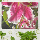 ピンクのライリピンクの熱帯花ピンクのフローラ キッチンタオル (折り畳み)