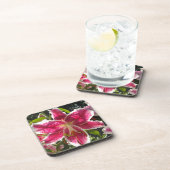 ピンクのライリピンクの熱帯花ピンクのフローラ コースター (右側)