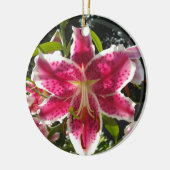 ピンクのライリピンクの熱帯花ピンクのフローラ セラミックオーナメント (左)