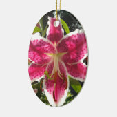 ピンクのライリピンクの熱帯花ピンクのフローラ セラミックオーナメント (左)