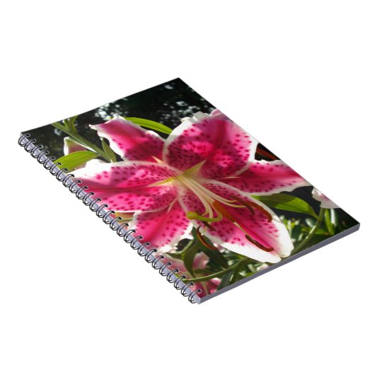 ピンクのライリピンクの熱帯花ピンクのフローラ ノートブック (右側)