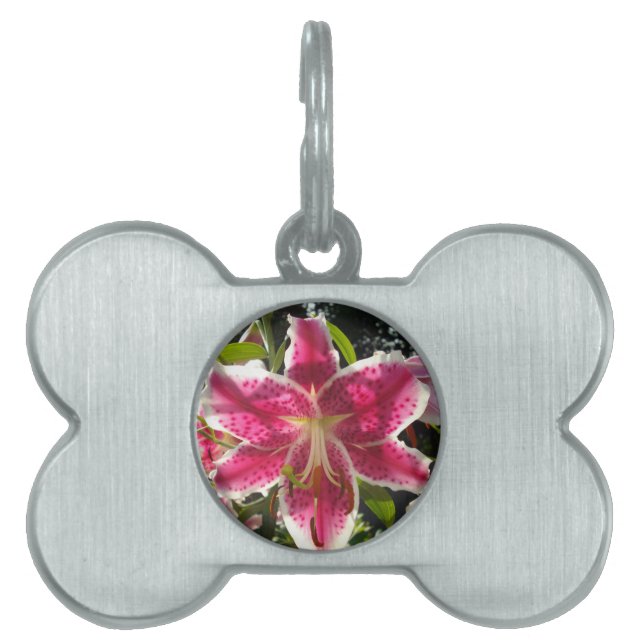 ピンクのライリピンクの熱帯花ピンクのフローラ ペットネームタグ (正面)