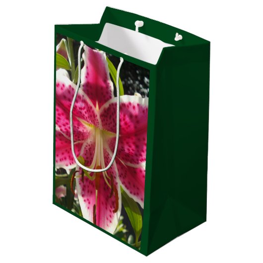 ピンクのライリピンクの熱帯花ピンクのフローラ ミディアムペーパーバッグ (裏面アングル)