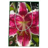 ピンクのライリピンクの熱帯花ピンクのフローラ ミディアムペーパーバッグ (裏面)