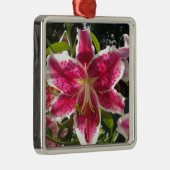 ピンクのライリピンクの熱帯花ピンクのフローラ メタルオーナメント (右)
