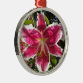 ピンクのライリピンクの熱帯花ピンクのフローラ メタルオーナメント (右)