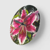 ピンクのライリピンクの熱帯花ピンクのフローラ ラウンド壁時計 (傾斜)