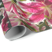 ピンクのライリピンクの熱帯花ピンクのフローラ ラッピングペーパー (ロールコーナー)