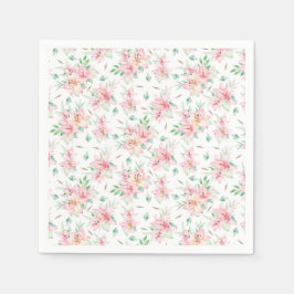 ピンクのライリーの花 スタンダードカクテルナプキン