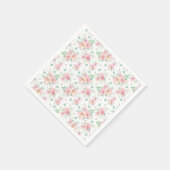 ピンクのライリーの花 スタンダードカクテルナプキン (角)