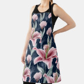 ピンクのライリー花のシームレスなパターン。 エプロン (インサイチュ)