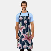 ピンクのライリー花のシームレスなパターン。 エプロン (着用した状態)