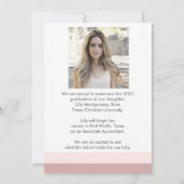 ピンクのライン写真 卒業おめでとうカード 招待状 (裏面)