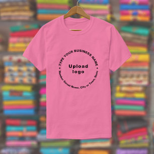 ピンクのラウンドパターン文字のビジネスブランド Tシャツ