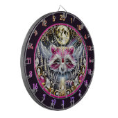 ピンクのラクーンにゴールデンムーンが輝く ダーツボード (正面左)