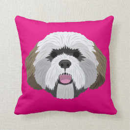 ピンクのラサApso クッション
