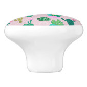 ピンクのラスティックな南西部風のサボテン植物 セラミックノブ (側面)