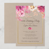 ピンクのラスティック40歳の誕生日パーティー招待状 招待状 (正面/裏面)