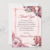 ピンクのラスティック ウエスタン キンセアニエラ 感謝カード 招待状 (正面)