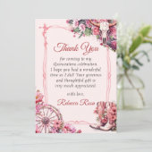 ピンクのラスティック ウエスタン キンセアニエラ 感謝カード 招待状 (スタンド正面)