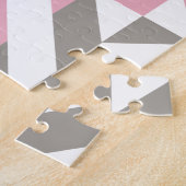 ピンクのラズベリーとシルバージオメトリックジグザグザグ ジグソーパズル (側面)