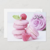 ピンクのラズベリーマカロンフランスのペストリー写真 ポストカード (正面/裏面)