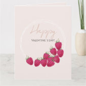 ピンクのラズベリー 水彩画 ハッピー バレンタインデー カード (正面)