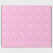 ピンクのラッピング紙とカスタムのベビーガール名 ラッピングペーパー (フラット)