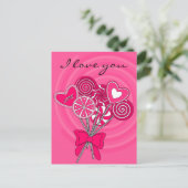 ピンクのラッピーポップのポストカード ポストカード (スタンド正面)