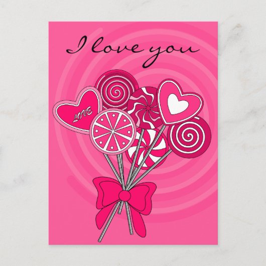 ピンクのラッピーポップのポストカード ポストカード (正面)